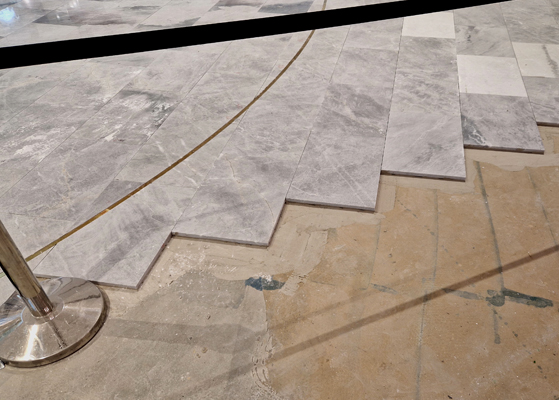 Porcelain tile installation project